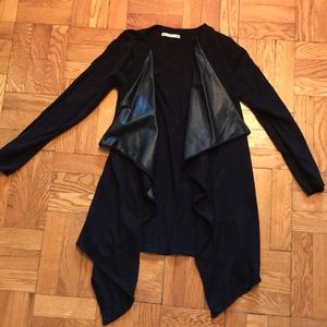 Zara knit leather front cardigan